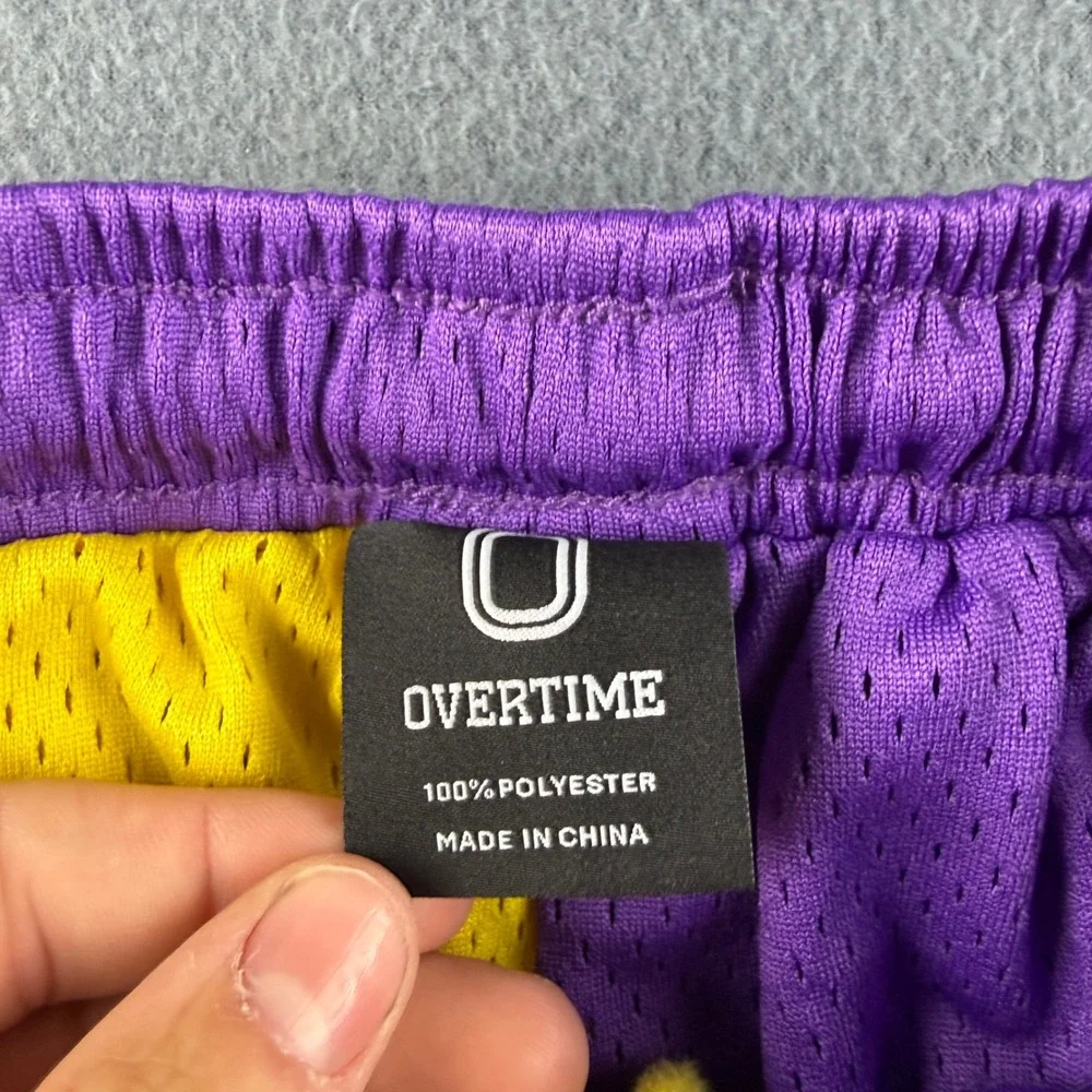 Overtime Shorts Men's S Purple Yellow Two Tone Mesh Basketball Athletic Gym